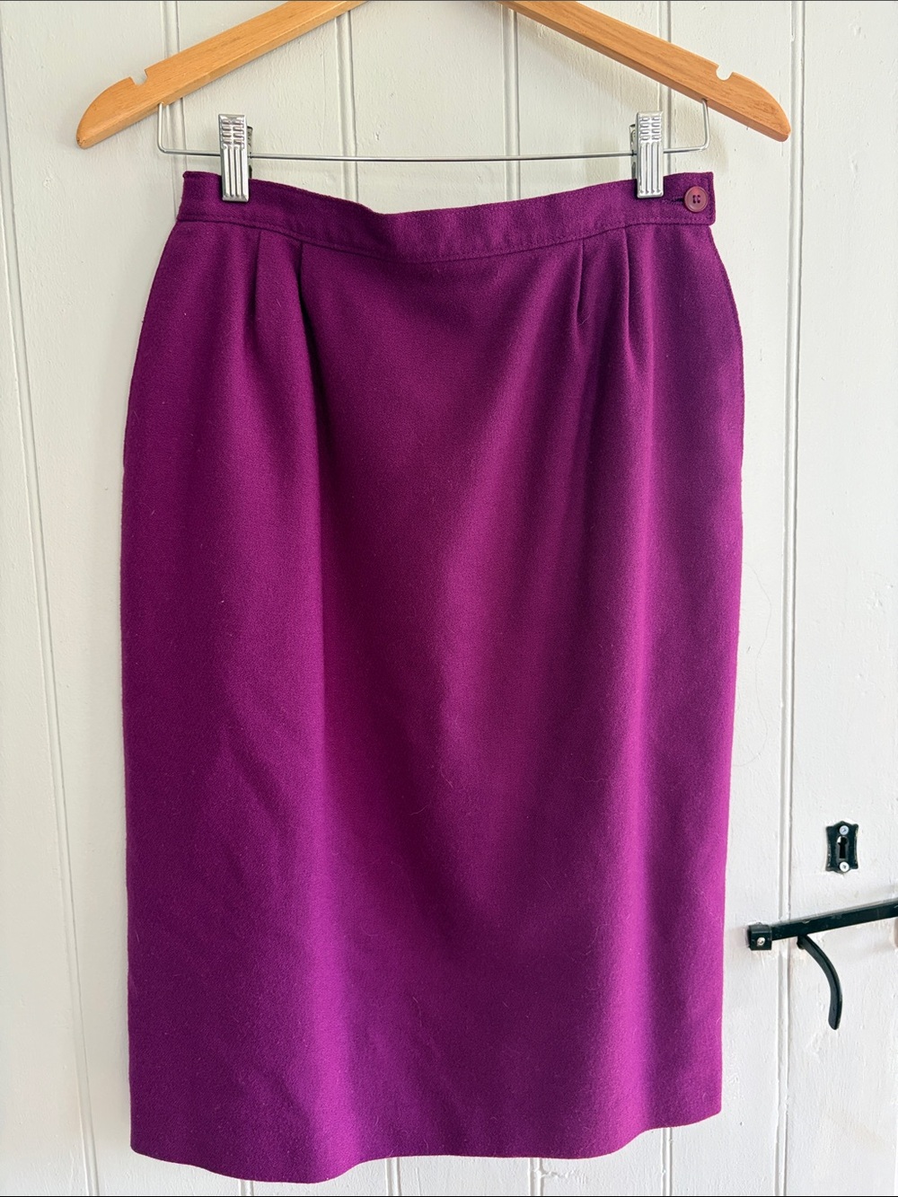 Vintage Pendleton Wool Pencil Skirt Size 8 Magenta Purple Lined Midi Pockets